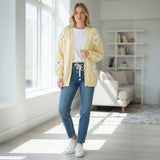 Wild Flower - Ladies - Flocking Daisy Open Knit Cardigan - Lemon - Wildvine Clothing, Spalding, Lincolnshire
