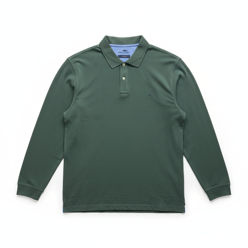 Fynch-Hatton - Mens Knitwear - Polo Longsleeve, Premium Cotton - Dark Ivy 737 - Wildvine Clothing, Spalding, Lincolnshire