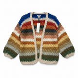 Wild Flower - Ladies - Colourful Chunky Hand Knitted - Striped Cardigan - Multi colour - Wildvine Clothing, Spalding, Lincolnshire