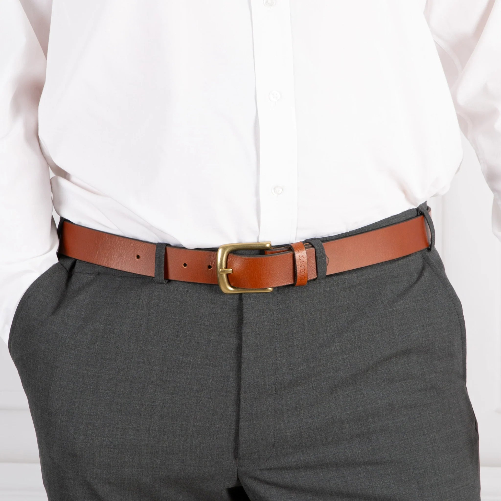 Dents - Mens Belt - Smooth Leather Belt - Brown Buffalo Leather - Wildvine Clothing, Spalding, Lincolnshire