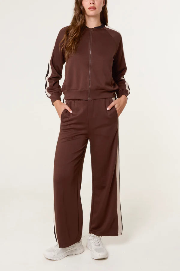 QED London - Ladies - Stripe Bomber Jacket & Matching Trouser Set - Wildvine Clothing, Spalding, Lincolnshire