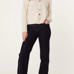 QED London - Ladies - Colourful Heart Buttons Knit Cardigan - Multi Colour - Wildvine Clothing, Spalding, Lincolnshire
