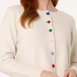 QED London - Ladies - Colourful Heart Buttons Knit Cardigan - Multi Colour - Wildvine Clothing, Spalding, Lincolnshire