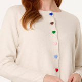 QED London - Ladies - Colourful Heart Buttons Knit Cardigan - Multi Colour - Wildvine Clothing, Spalding, Lincolnshire