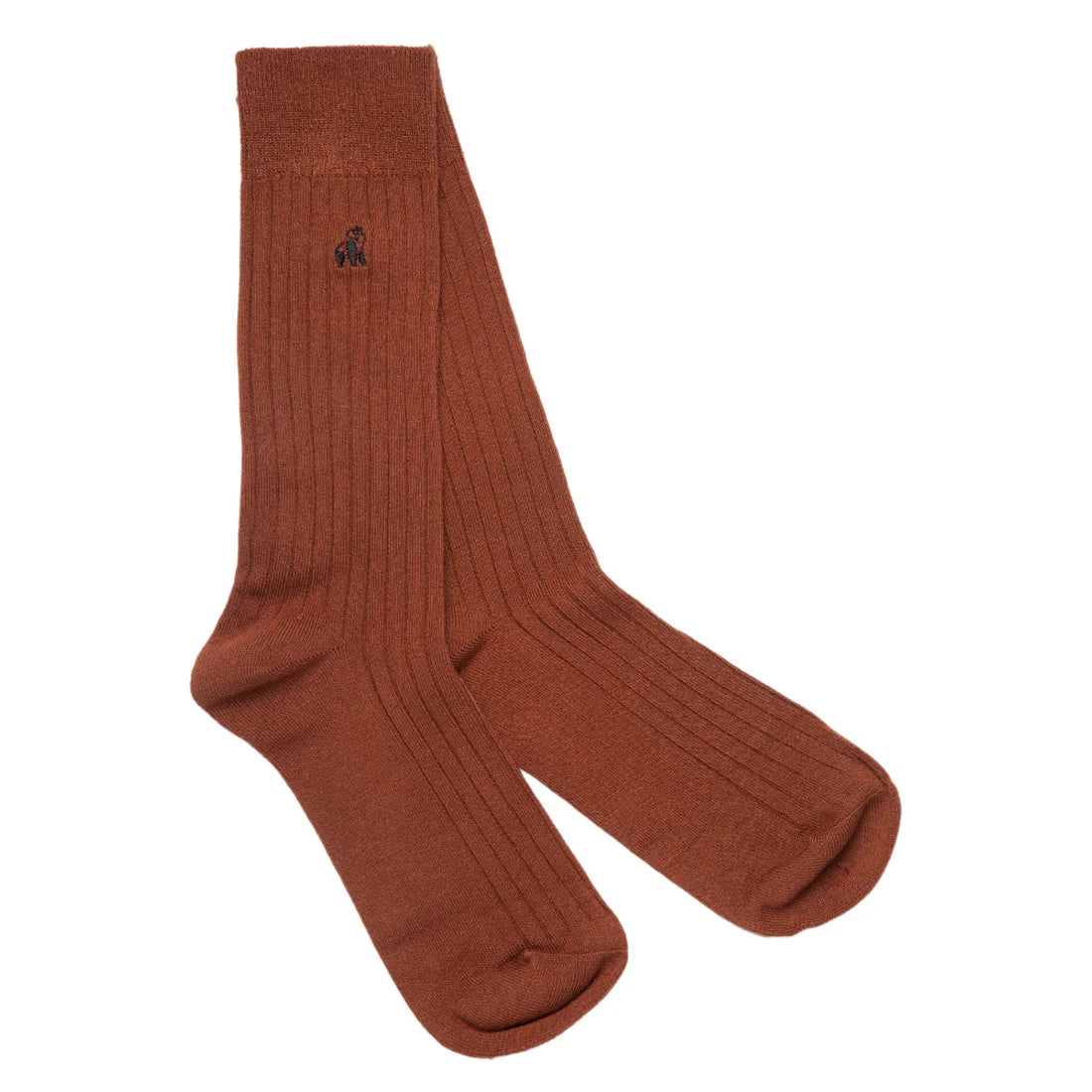 Swole Panda - Mens Bamboo Socks - Brown Ribbed Socks - Wildvine Clothing, Spalding, Lincolnshire
