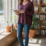 D.E.C.K By Decollage - Ladies V neck Classic Knit - Mulberry - Wildvine Clothing, Spalding, Lincolnshire