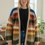 Wild Flower - Ladies - Colourful Chunky Hand Knitted - Striped Cardigan - Multi colour - Wildvine Clothing, Spalding, Lincolnshire