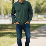 Fynch-Hatton - Mens Knitwear - Polo Longsleeve, Premium Cotton - Dark Ivy 737 - Wildvine Clothing, Spalding, Lincolnshire