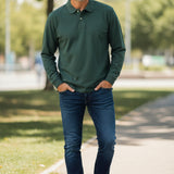 Fynch-Hatton - Mens Knitwear - Polo Longsleeve, Premium Cotton - Dark Ivy 737 - Wildvine Clothing, Spalding, Lincolnshire