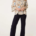 Wild Flower - Ladies - Floral Damask Crochet Detail Blouse - Mocha - Wildvine Clothing, Spalding, Lincolnshire