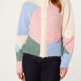 Wild Flower - Ladies - Colour Block Knit Flowers Cardigan - Wildvine Clothing, Spalding, Lincolnshire