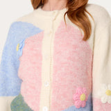 Wild Flower - Ladies - Colour Block Knit Flowers Cardigan - Wildvine Clothing, Spalding, Lincolnshire