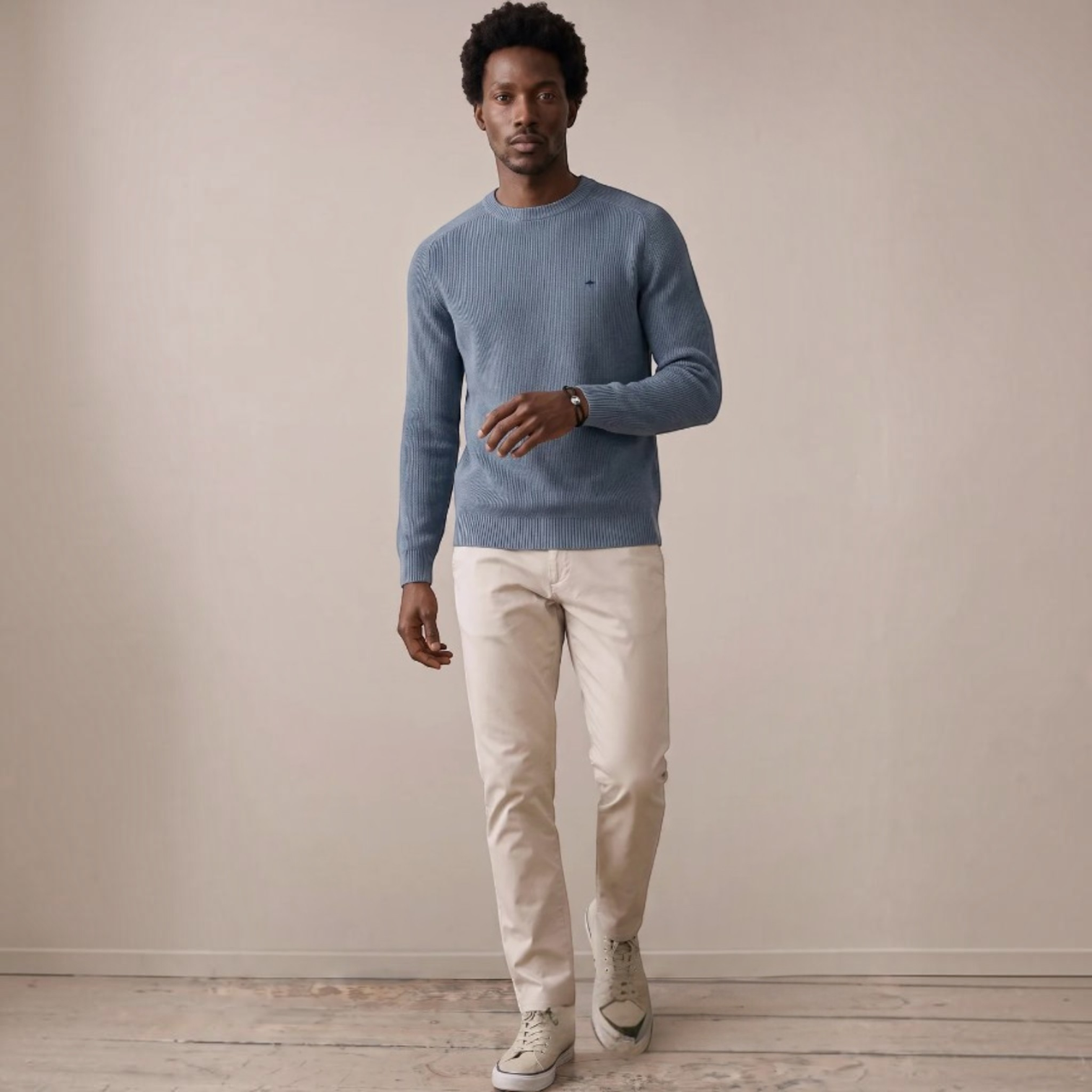 Fynch-Hatton - Mens Knitwear - Super Structure / Super Soft - O'Neck - Air Blue 1609208 660 - Wildvine Clothing, Spalding, Lincolnshire