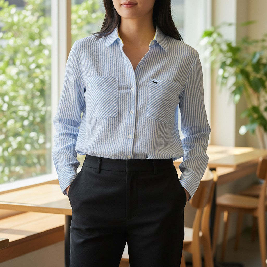 Alice Collins - Amara Shirt - Sky/White - Wildvine Clothing, Spalding, Lincolnshire