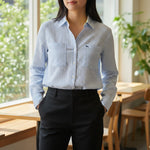 Alice Collins - Amara Shirt - Sky/White - Wildvine Clothing, Spalding, Lincolnshire