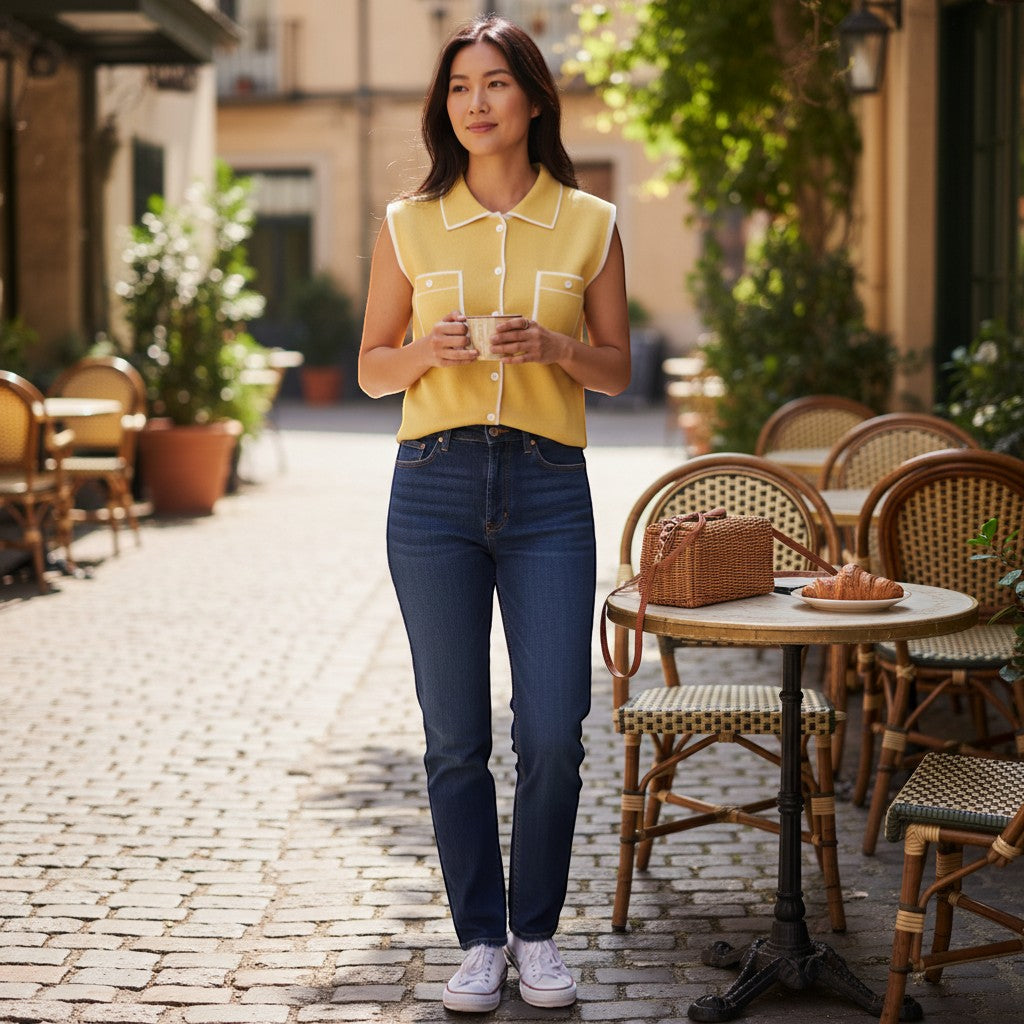Alice Collins - Amelia Waistcoat - Butter/White - Wildvine Clothing, Spalding, Lincolnshire