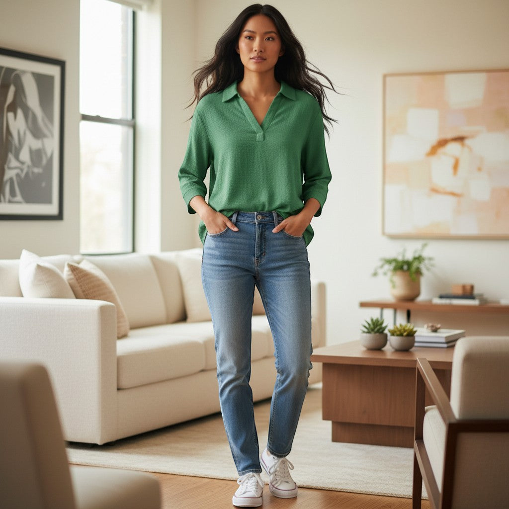 Alice Collins - Colette Shirt - Green Pepper - Wildvine Clothing, Spalding, Lincolnshire