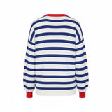 Alice Collins - Fowey Stripe Pullover - Wild Oat/Royal - Wildvine Clothing, Spalding, Lincolnshire