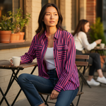 Alice Collins - Ladies Vivian Shirt - Rich Navy/Fuchsia - Wildvine Clothing, Spalding, Lincolnshire