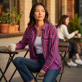 Alice Collins - Ladies Vivian Shirt - Rich Navy/Fuchsia - Wildvine Clothing, Spalding, Lincolnshire