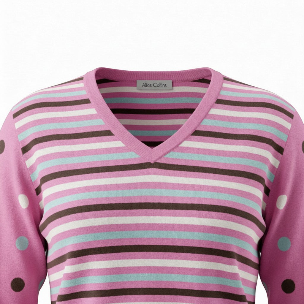 Alice Collins - Anna Pullover - Raspberry Sorbet/Chocolate Chip - 037A087 - Wildvine Clothing, Spalding, Lincolnshire