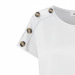 Alice Collins - Button Shoulder Top - White - Wildvine Clothing, Spalding, Lincolnshire