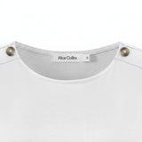 Alice Collins - Button Shoulder Top - White - Wildvine Clothing, Spalding, Lincolnshire