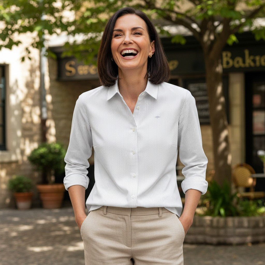 Fynch-Hatton - Ladies Blouse - CL Oxford Stripe - Aloy Grey - Wildvine Clothing, Spalding, Lincolnshire