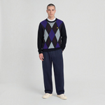 Lyle & Scott - Mens Argyle Knitted Crew Neck Jumper - Dark Navy - Z271 - Wildvine Clothing, Spalding, Lincolnshire