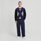 Lyle & Scott - Mens Argyle Knitted Crew Neck Jumper - Dark Navy - Z271 - Wildvine Clothing, Spalding, Lincolnshire