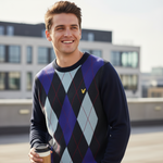Lyle & Scott - Mens Argyle Knitted Crew Neck Jumper - Dark Navy - Z271 - Wildvine Clothing, Spalding, Lincolnshire