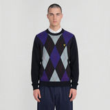 Lyle & Scott - Mens Argyle Knitted Crew Neck Jumper - Dark Navy - Z271 - Wildvine Clothing, Spalding, Lincolnshire