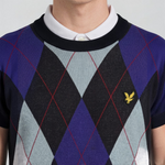 Lyle & Scott - Mens Argyle Knitted Crew Neck Jumper - Dark Navy - Z271 - Wildvine Clothing, Spalding, Lincolnshire