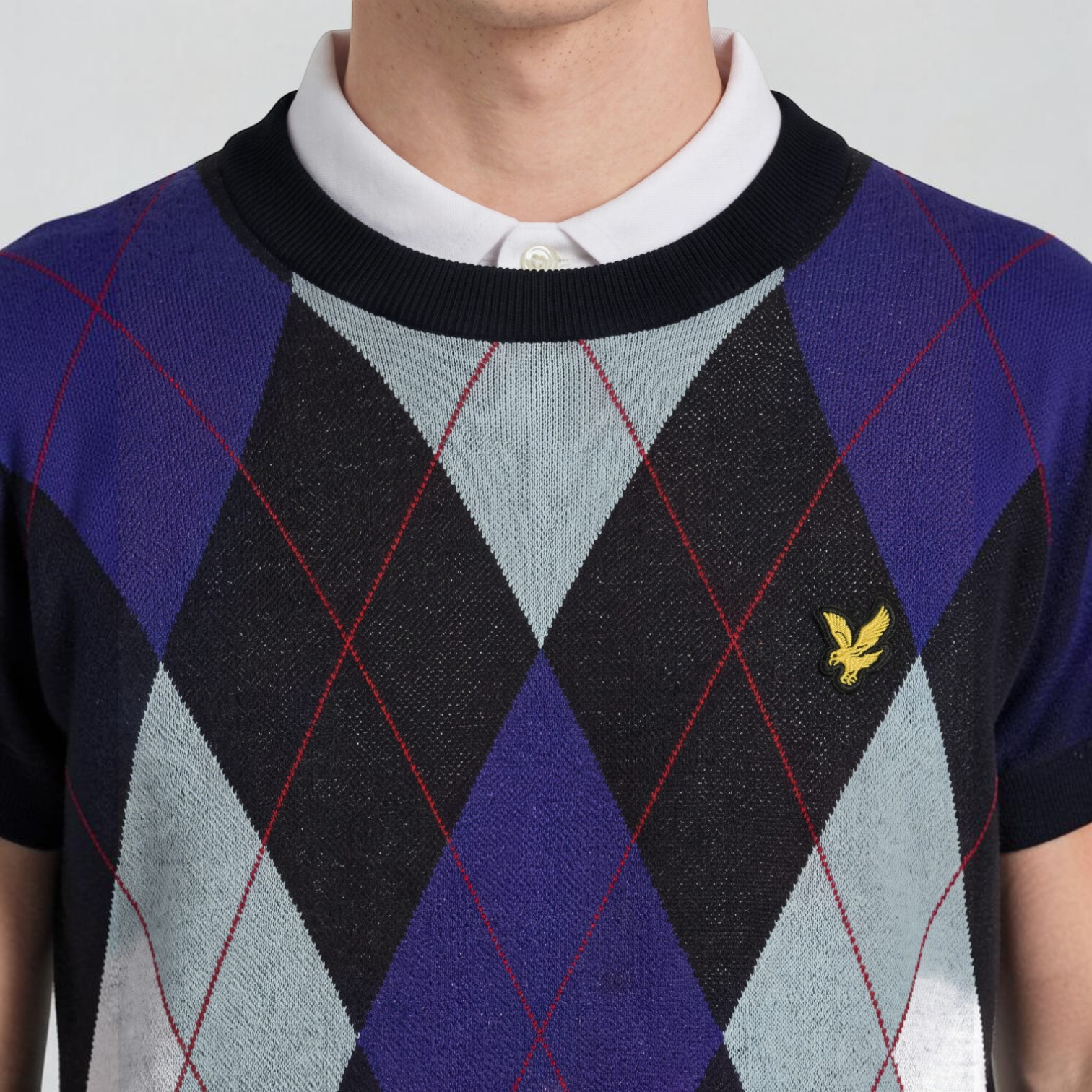 Lyle & Scott - Mens Argyle Knitted Crew Neck Jumper - Dark Navy - Z271 - Wildvine Clothing, Spalding, Lincolnshire