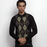 Gabicci Vintage - Mens Bond Argyle Knit Polo - Black - V57GM02 - Wildvine Clothing, Spalding, Lincolnshire