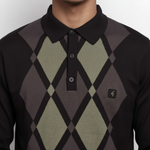 Gabicci Vintage - Mens Bond Argyle Knit Polo - Black - V57GM02 - Wildvine Clothing, Spalding, Lincolnshire