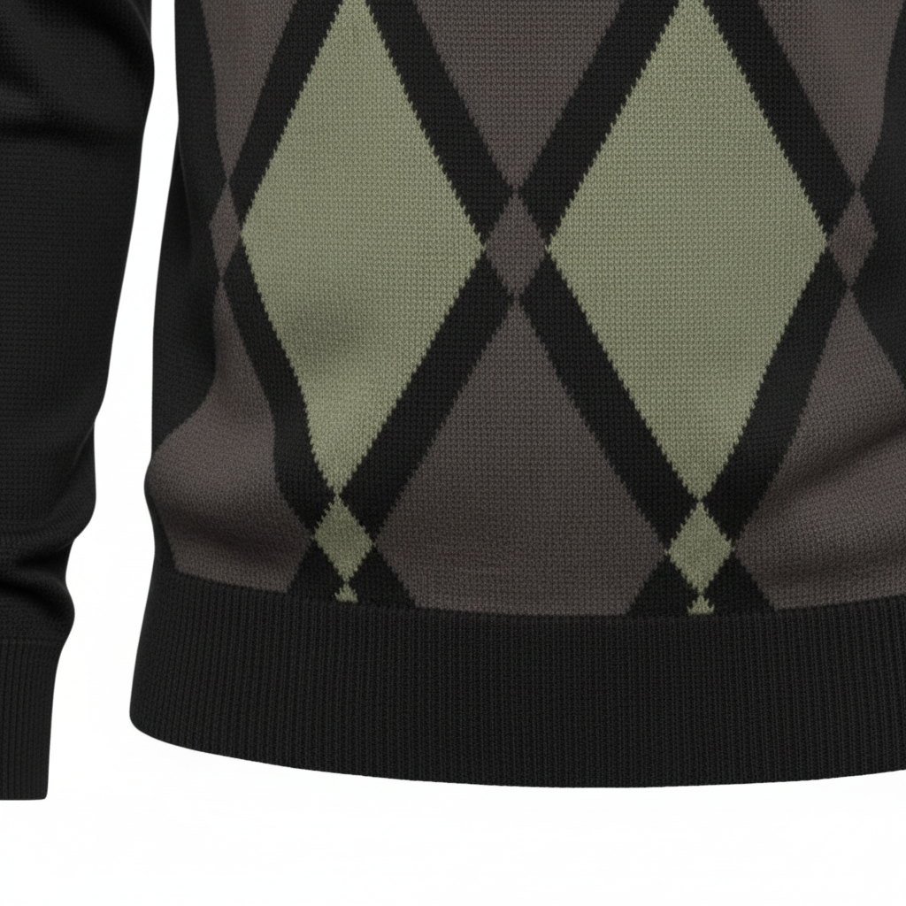Gabicci Vintage - Mens Bond Argyle Knit Polo - Black - V57GM02 - Wildvine Clothing, Spalding, Lincolnshire
