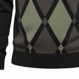 Gabicci Vintage - Mens Bond Argyle Knit Polo - Black - V57GM02 - Wildvine Clothing, Spalding, Lincolnshire