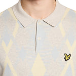 Lyle & Scott - Mens Cotton Argyle Short Sleeve Knitted Polo - Light Grey Marl/ Opal Blue - Wildvine Clothing, Spalding, Lincolnshire