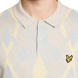Lyle & Scott - Mens Cotton Argyle Short Sleeve Knitted Polo - Light Grey Marl/ Opal Blue - Wildvine Clothing, Spalding, Lincolnshire