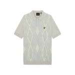 Lyle & Scott - Mens Cotton Argyle Short Sleeve Knitted Polo - Light Grey Marl/ Opal Blue - Wildvine Clothing, Spalding, Lincolnshire