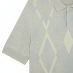 Lyle & Scott - Mens Cotton Argyle Short Sleeve Knitted Polo - Light Grey Marl/ Opal Blue - Wildvine Clothing, Spalding, Lincolnshire