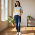 Alice Collins - Astrid Pullover - Sky/White/Butter - Wildvine Clothing, Spalding, Lincolnshire