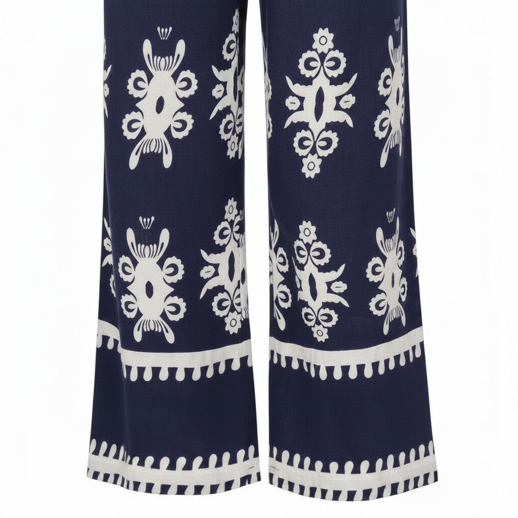 Alice Collins - Athena Trousers - Rich Navy/White - Wildvine Clothing, Spalding, Lincolnshire