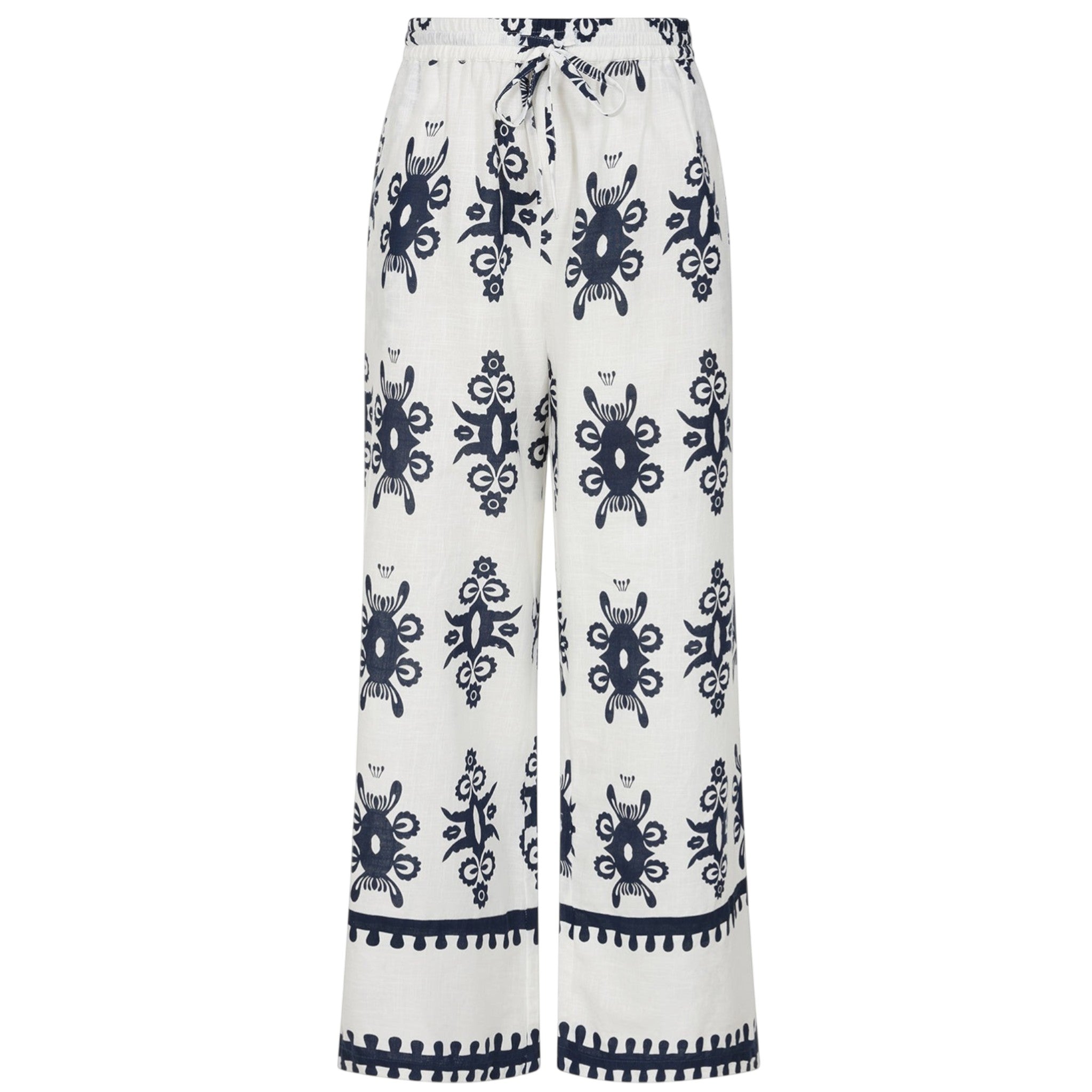 Alice Collins - Athena Trousers - White/Rich Navy - Wildvine Clothing, Spalding, Lincolnshire