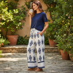 Alice Collins - Athena Trousers - White/Rich Navy - Wildvine Clothing, Spalding, Lincolnshire