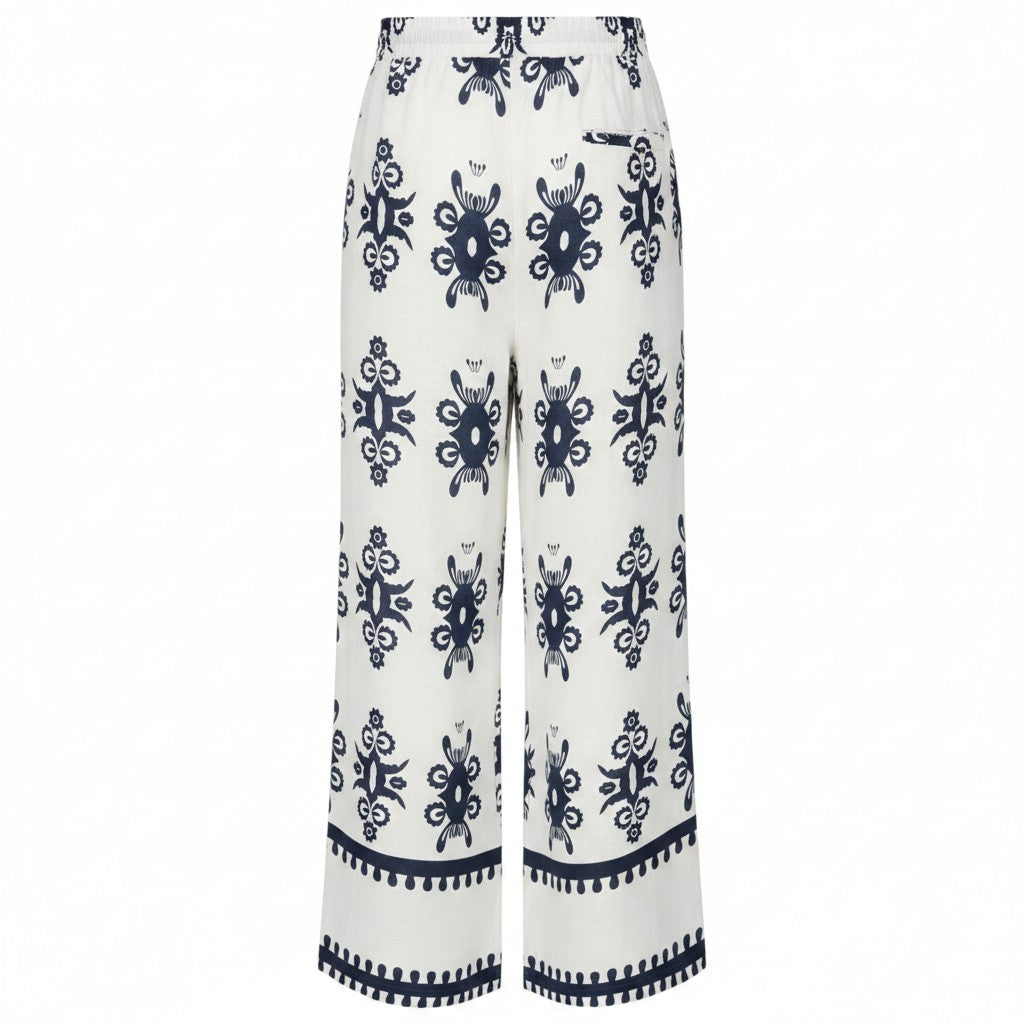 Alice Collins - Athena Trousers - White/Rich Navy - Wildvine Clothing, Spalding, Lincolnshire