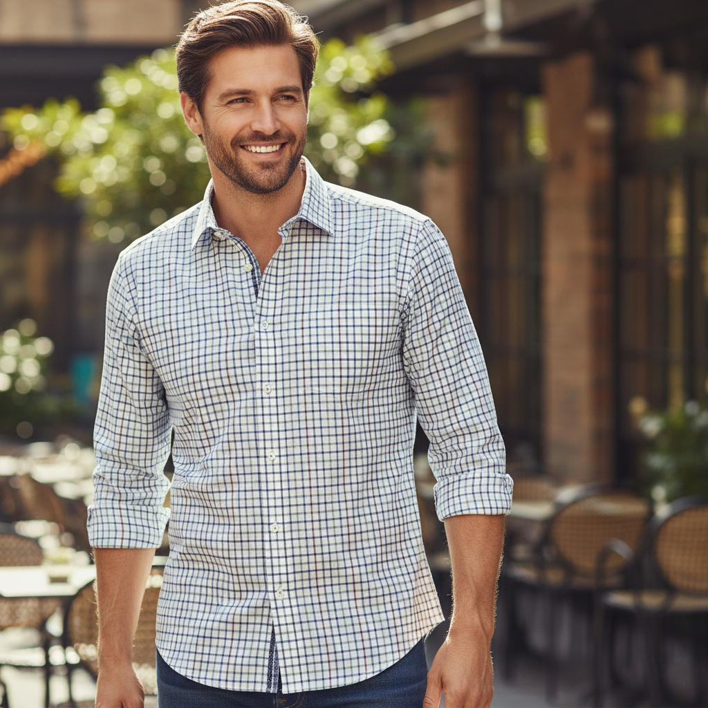 Gurteen - Mens - Shirt - Cumbria - Modern Fit / LS - Azure Check 56002 633 - Wildvine Clothing, Spalding, Lincolnshire