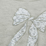 Wild Flower - Ladies - Bow Embroidered Jumper - Beige - Wildvine Clothing, Spalding, Lincolnshire