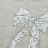 Wild Flower - Ladies - Bow Embroidered Jumper - Beige - Wildvine Clothing, Spalding, Lincolnshire